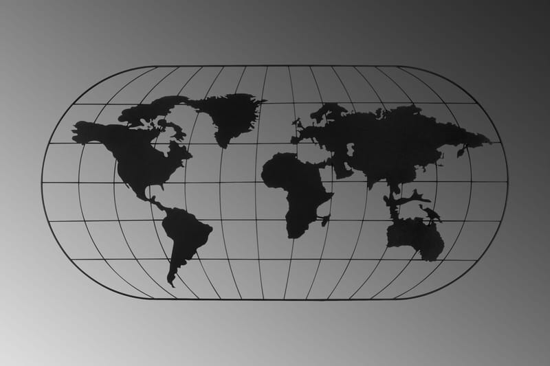 WORLD MAP 17 Väggdekor Svart - Inredning & dekor - Väggdekor - Skyltar - Plåtskylt