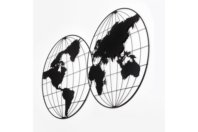 WORLD MAP 18 Väggdekor Svart - Inredning & dekor - Väggdekor - Skyltar - Plåtskylt