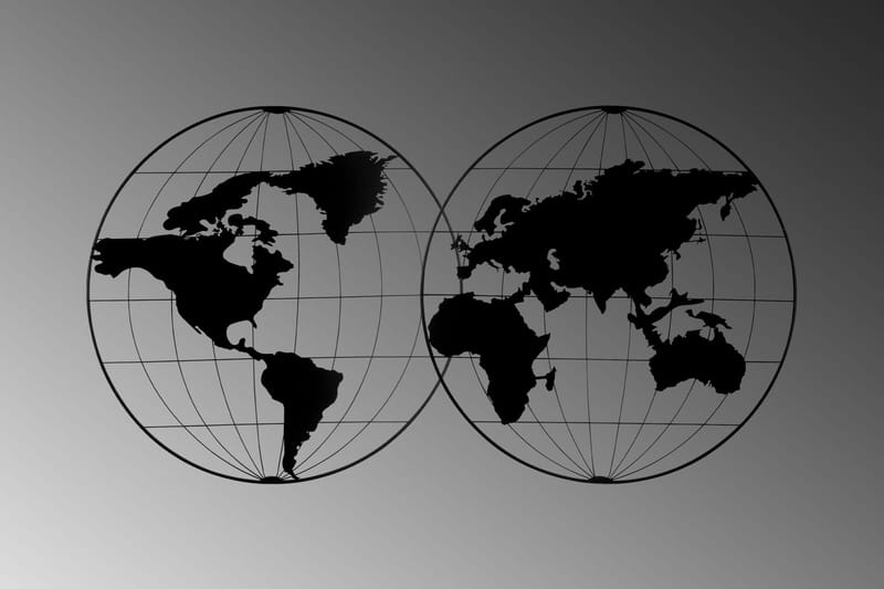 WORLD MAP 18 Väggdekor Svart - Inredning & dekor - Väggdekor - Skyltar - Plåtskylt