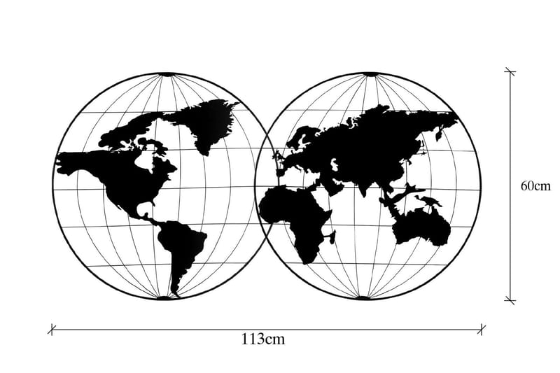 WORLD MAP 18 Väggdekor Svart - Inredning & dekor - Väggdekor - Skyltar - Plåtskylt