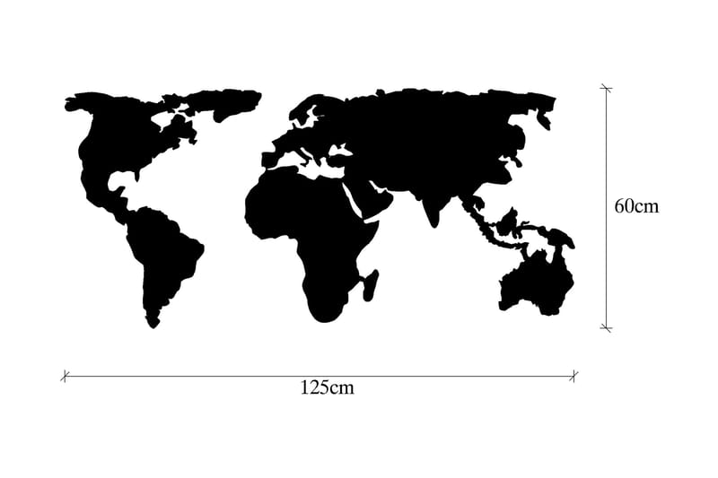 WORLD MAP 2 Väggdekor Svart - Inredning & dekor - Väggdekor - Skyltar - Plåtskylt