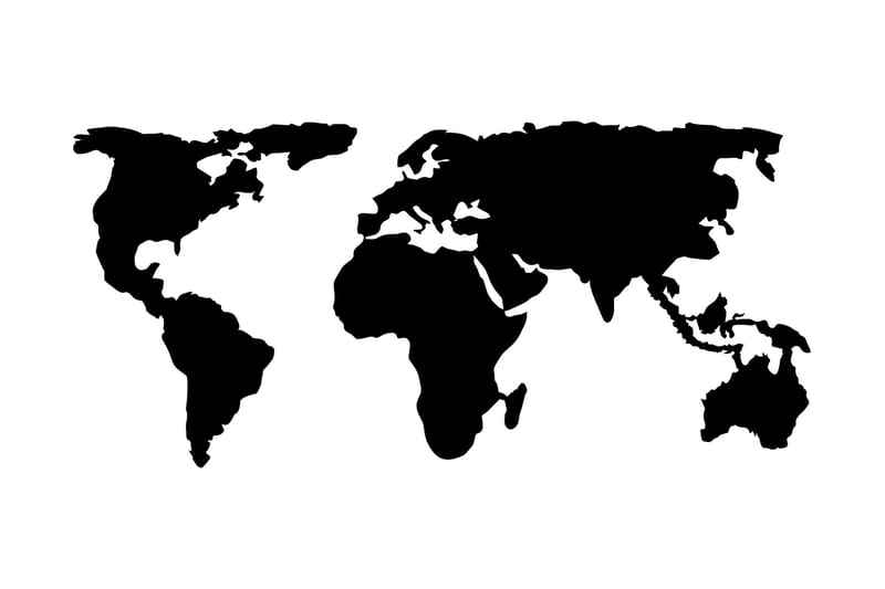 WORLD MAP 2 Väggdekor Svart - Inredning & dekor - Väggdekor - Skyltar - Plåtskylt