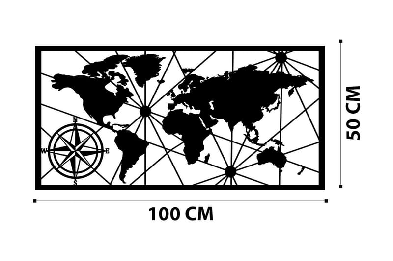 WORLD MAP Medium Väggdekor Svart - Inredning & dekor - Väggdekor - Skyltar - Plåtskylt