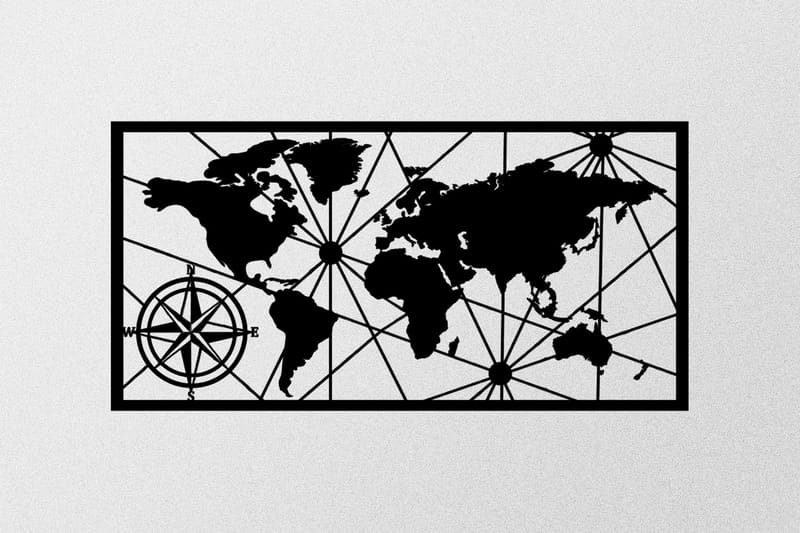 WORLD MAP Medium Väggdekor Svart - Inredning & dekor - Väggdekor - Skyltar - Plåtskylt