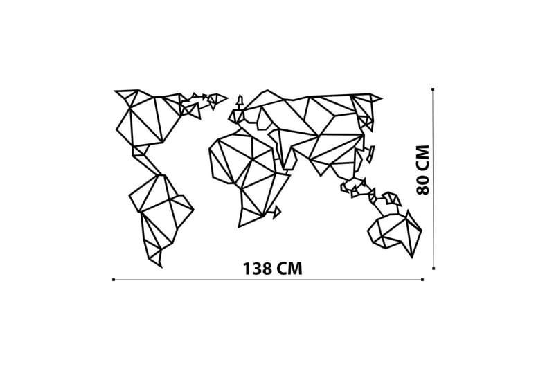 WORLD MAP METAL DECOR 4 Väggdekor Svart - Inredning & dekor - Väggdekor - Skyltar - Plåtskylt