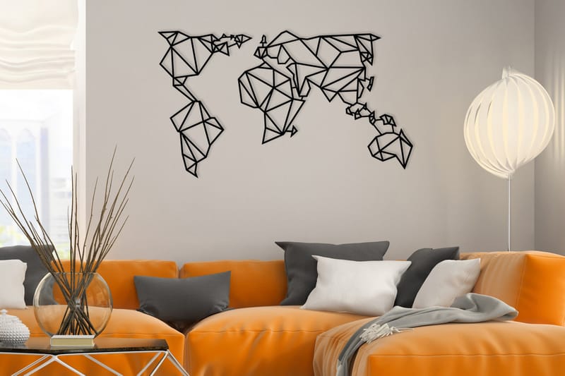 WORLD MAP METAL DECOR 4 Väggdekor Svart - Inredning & dekor - Väggdekor - Skyltar - Plåtskylt