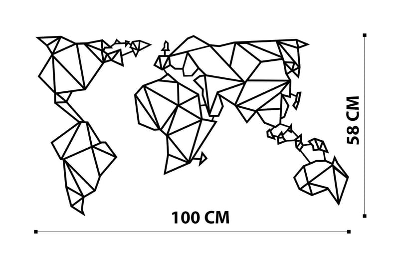 WORLD MAP METAL DECOR Väggdekor Svart - Inredning & dekor - Väggdekor - Skyltar - Plåtskylt