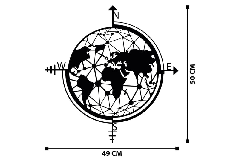 WORLD MAP Väggdekor Svart - Inredning & dekor - Väggdekor - Skyltar - Plåtskylt