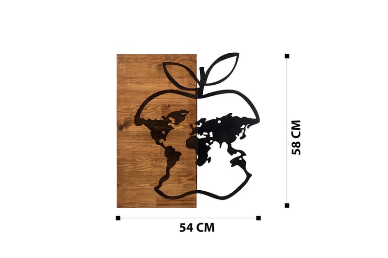 WORLD Väggdekor Svart/Valnöt - Inredning & dekor - Väggdekor - Skyltar - Plåtskylt