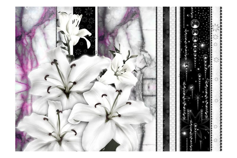 FOTOTAPET Crying Lilies On Purple Marble 200x140 - Artgeist sp. z o. o. - Inredning & dekor - Väggdekor - Tapeter & tapettillbehör - Fototapeter