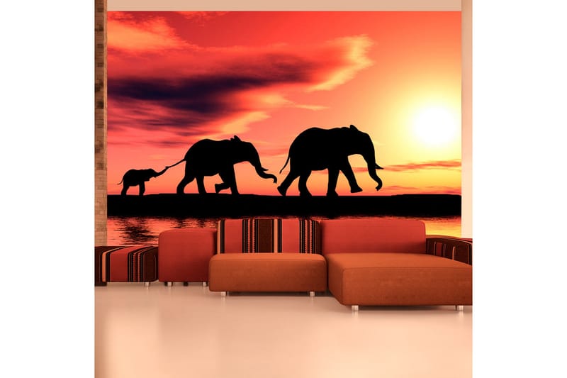 FOTOTAPET Elephants Family 250x193 - Artgeist sp. z o. o. - Inredning & dekor - Väggdekor - Tapeter & tapettillbehör - Fototapeter