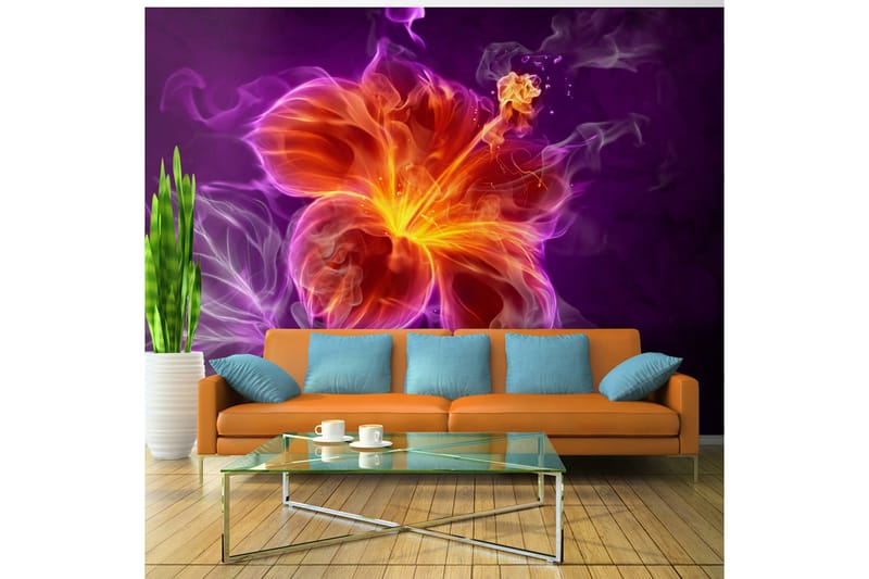 FOTOTAPET Fiery Flower In Purple 350x245 - Artgeist sp. z o. o. - Inredning & dekor - Väggdekor - Tapeter & tapettillbehör - Fototapeter