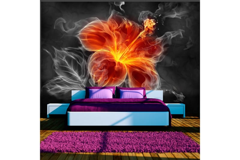 FOTOTAPET Fiery Flower Inside The Smoke 100x70 - Artgeist sp. z o. o. - Inredning & dekor - Väggdekor - Tapeter & tapettillbehör - Fototapeter