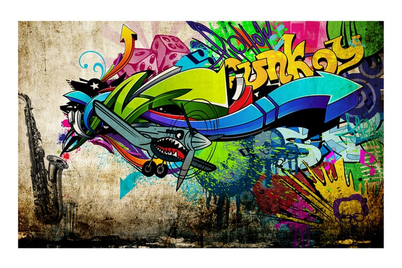 FOTOTAPET Funky Graffiti 150x105 - Artgeist sp. z o. o. - Inredning & dekor - Väggdekor - Tapeter & tapettillbehör - Fototapeter