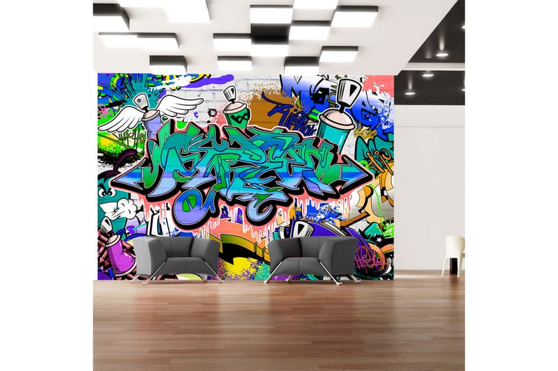 FOTOTAPET Graffiti Blue Theme 100x70 - Artgeist sp. z o. o. - Inredning & dekor - Väggdekor - Tapeter & tapettillbehör - Fototapeter