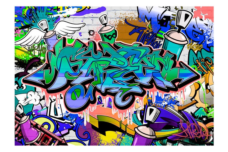 FOTOTAPET Graffiti Blue Theme 100x70 - Artgeist sp. z o. o. - Inredning & dekor - Väggdekor - Tapeter & tapettillbehör - Fototapeter