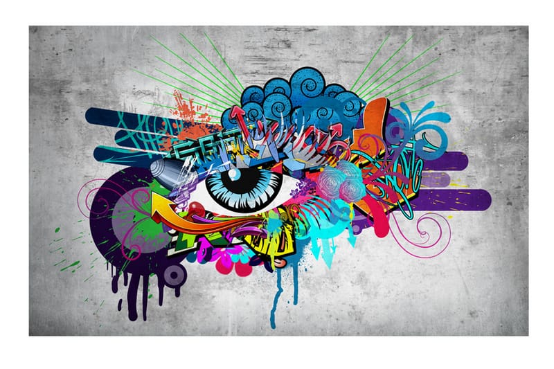 FOTOTAPET Graffiti Eye 200x140 - Artgeist sp. z o. o. - Inredning & dekor - Väggdekor - Tapeter & tapettillbehör - Fototapeter