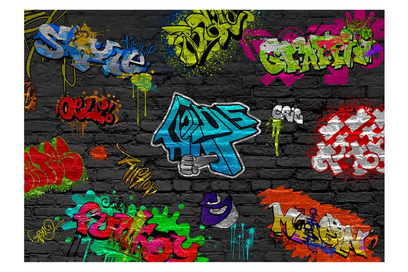 FOTOTAPET Graffiti Wall 200x140 - Artgeist sp. z o. o. - Inredning & dekor - Väggdekor - Tapeter & tapettillbehör - Fototapeter