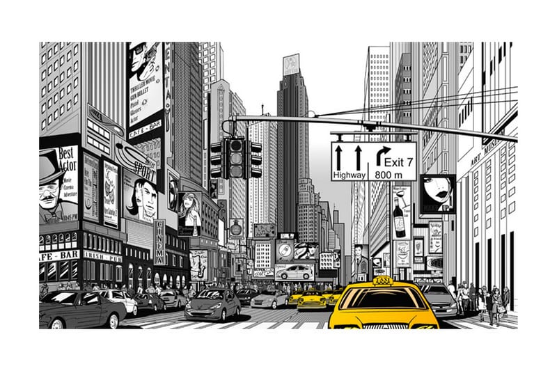 FOTOTAPET Gula Taxibilar NYC 450x270 - Artgeist sp. z o. o. - Inredning & dekor - Väggdekor - Tapeter & tapettillbehör - Fototapeter