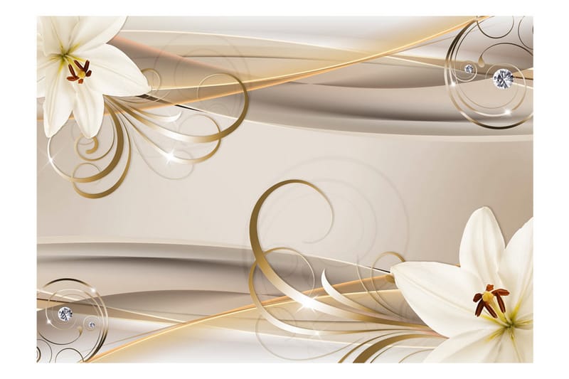 FOTOTAPET Lilies And The Gold Spirals 250x175 - Artgeist sp. z o. o. - Inredning & dekor - Väggdekor - Tapeter & tapettillbehör - Fototapeter