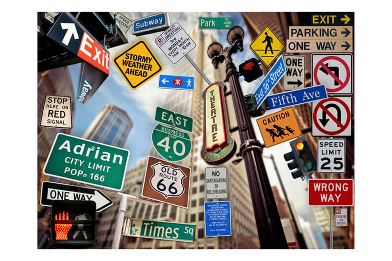 FOTOTAPET New York Signposts 250x193 - Artgeist sp. z o. o. - Inredning & dekor - Väggdekor - Tapeter & tapettillbehör - Fototapeter