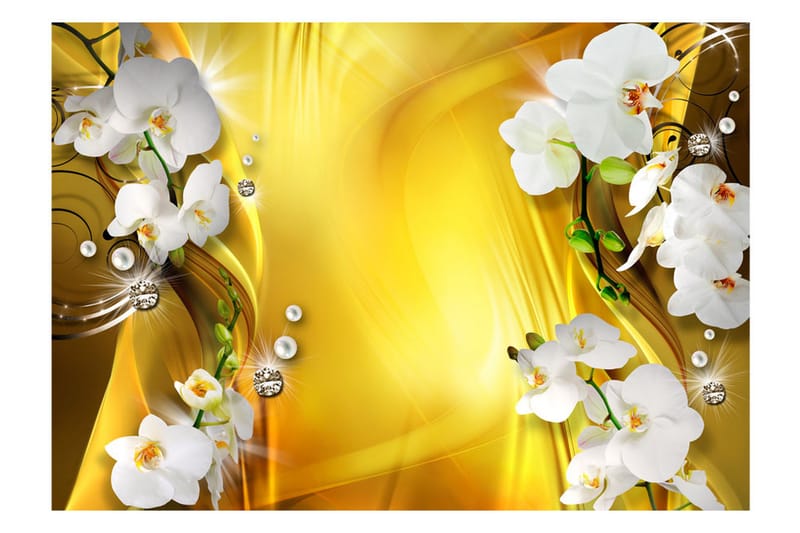 FOTOTAPET Orchid In Gold 100x70 - Artgeist sp. z o. o. - Inredning & dekor - Väggdekor - Tapeter & tapettillbehör - Fototapeter