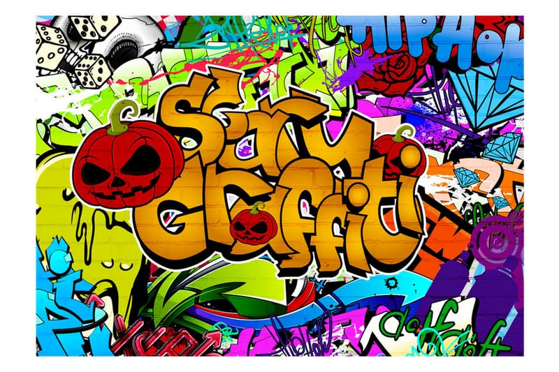 FOTOTAPET Scary Graffiti 100x70 - Artgeist sp. z o. o. - Inredning & dekor - Väggdekor - Tapeter & tapettillbehör - Fototapeter