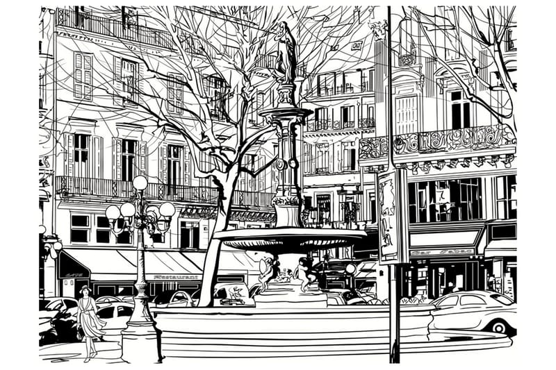 FOTOTAPET Sketch Of Parisian Fountain 300x231 - Artgeist sp. z o. o. - Inredning & dekor - Väggdekor - Tapeter & tapettillbehör - Fototapeter