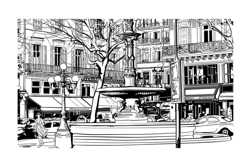 FOTOTAPET Sketch Of Parisian Fountain 450x270 - Artgeist sp. z o. o. - Inredning & dekor - Väggdekor - Tapeter & tapettillbehör - Fototapeter