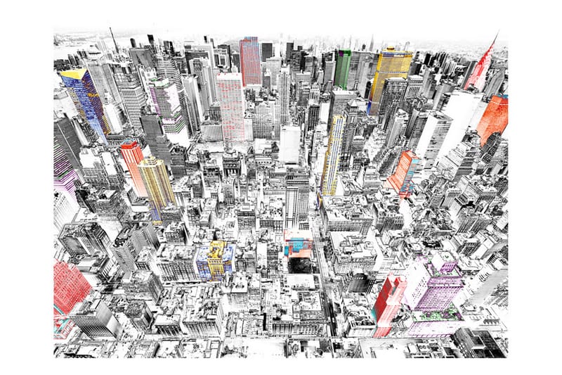 FOTOTAPET Skiss Över New York 250x193 - Artgeist sp. z o. o. - Inredning & dekor - Väggdekor - Tapeter & tapettillbehör - Fototapeter