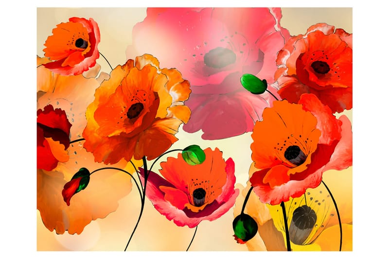 FOTOTAPET Velvet Poppies 300x231 - Artgeist sp. z o. o. - Inredning & dekor - Väggdekor - Tapeter & tapettillbehör - Fototapeter