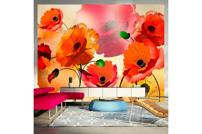 FOTOTAPET Velvet Poppies 350x270 - Artgeist sp. z o. o. - Inredning & dekor - Väggdekor - Tapeter & tapettillbehör - Fototapeter