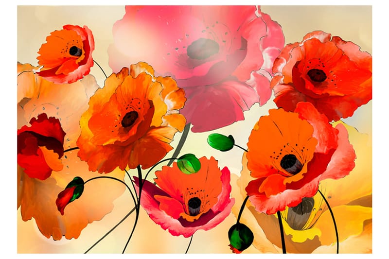 FOTOTAPET Velvet Poppies 100x70 - Artgeist sp. z o. o. - Inredning & dekor - Väggdekor - Tapeter & tapettillbehör - Fototapeter