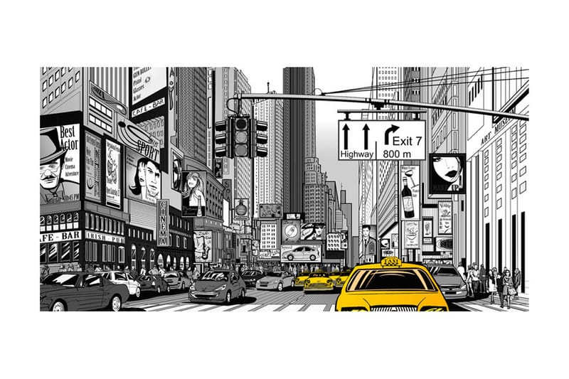 FOTOTAPET XXL Gula Taxibilar I NYC 550x270 - Artgeist sp. z o. o. - Inredning & dekor - Väggdekor - Tapeter & tapettillbehör - Fototapeter