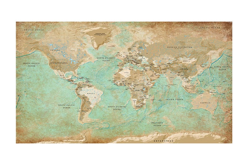 FOTOTAPET XXL Turquoise World Map II 500x280 - Artgeist sp. z o. o. - Inredning & dekor - Väggdekor - Tapeter & tapettillbehör - Fototapeter