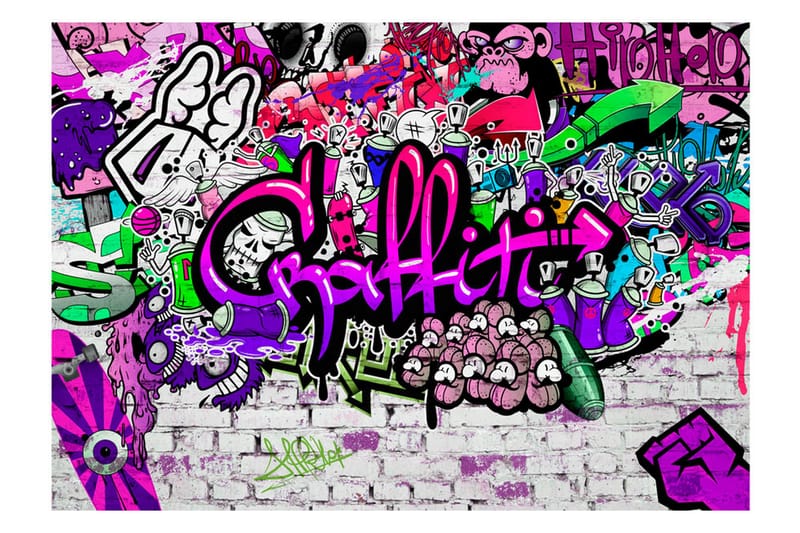 FOTOTAPET Purple Graffiti 400x280 - Artgeist sp. z o. o. - Inredning & dekor - Väggdekor - Tapeter & tapettillbehör - Fototapeter