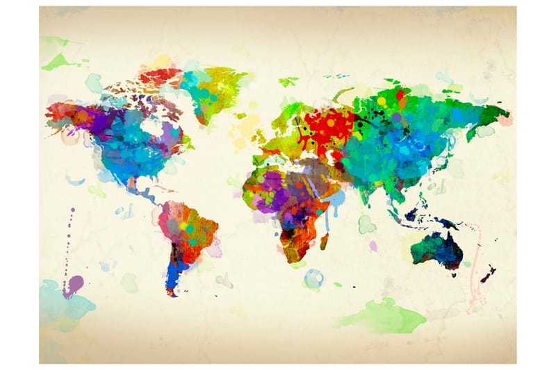 FOTOTAPET Paint Splashes Map Of The World 400x309 - Artgeist sp. z o. o. - Inredning & dekor - Väggdekor - Tapeter & tapettillbehör - Fototapeter