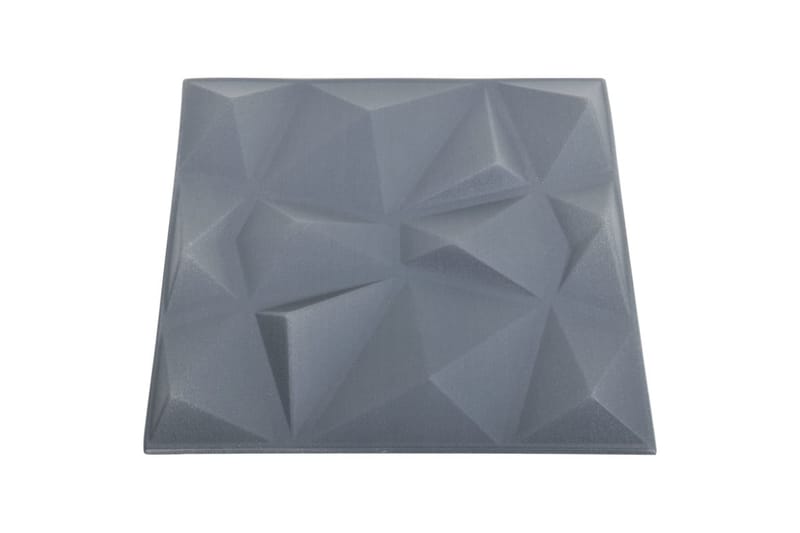 3D Väggpaneler 12 st 50x50 cm diamant grå 3 m² - Grå - Inredning & dekor - Väggdekor - Väggpanel