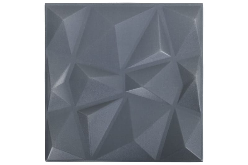 3D Väggpaneler 12 st 50x50 cm diamant grå 3 m² - Grå - Inredning & dekor - Väggdekor - Väggpanel