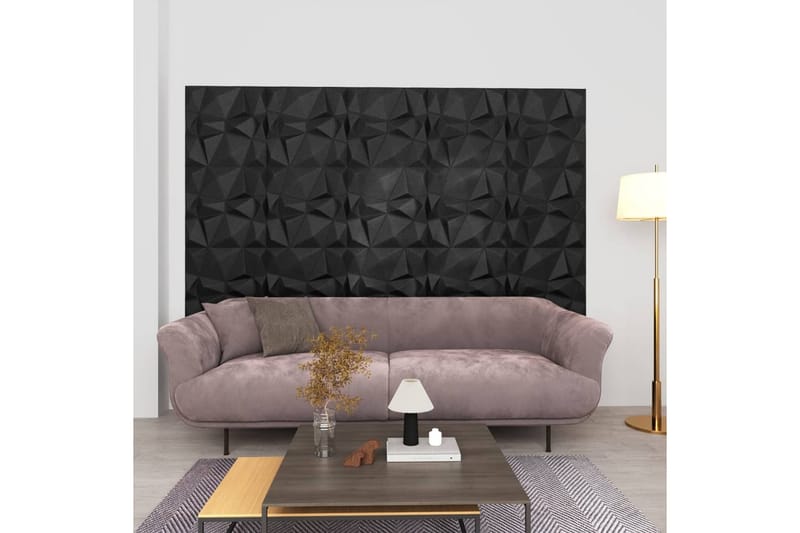 3D Väggpaneler 24 st 50x50 cm diamant svart 6 m² - Svart - Inredning & dekor - Väggdekor - Väggpanel