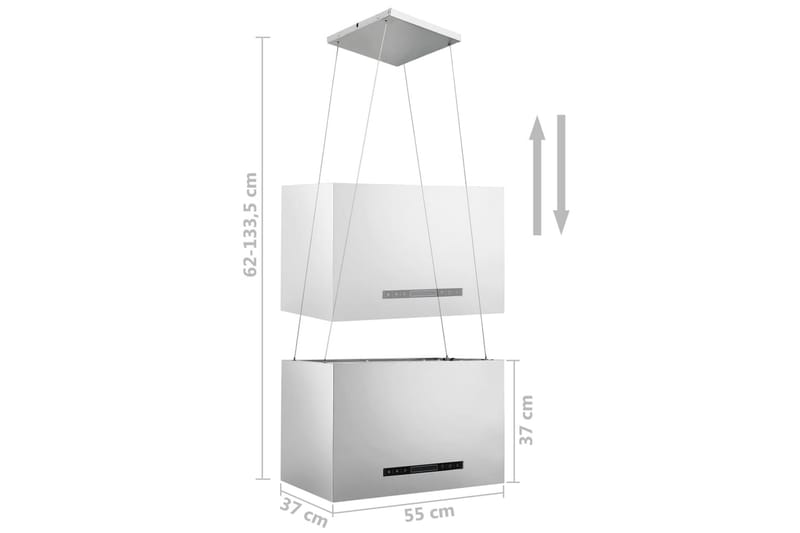 Hängande köksfläkt touchsensor LCD 55 cm rostfritt stål - Silver - Kök & hushåll - Hushållsmaskiner & vitvaror - Köksfläkt & spisfläkt - Frihängande köksfläkt