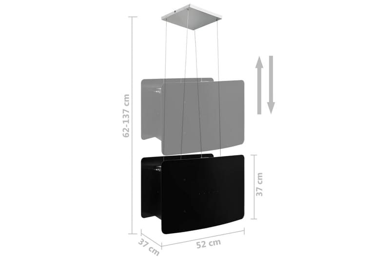 Hängande köksfläkt touchsensor LCD härdat glas - Svart - Kök & hushåll - Hushållsmaskiner & vitvaror - Köksfläkt & spisfläkt - Frihängande köksfläkt