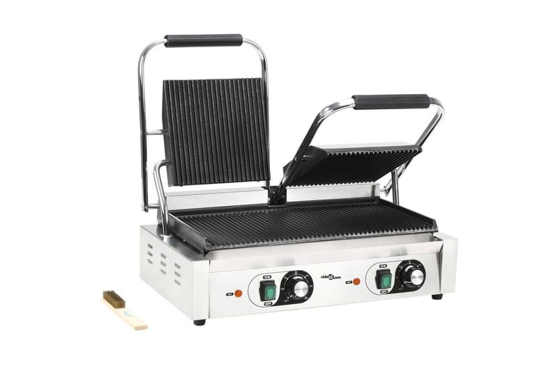 Paninigrill dubbel 3600 W 57x30,5x20 cm - Silver - Kök & hushåll - Hushållsmaskiner & vitvaror - Köksmaskiner - Värma & koka - Klämgrillar & smörgåsgrill