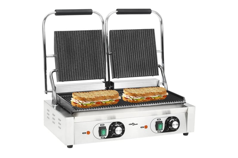 Paninigrill dubbel 3600 W 57x30,5x20 cm - Silver - Kök & hushåll - Hushållsmaskiner & vitvaror - Köksmaskiner - Värma & koka - Klämgrillar & smörgåsgrill