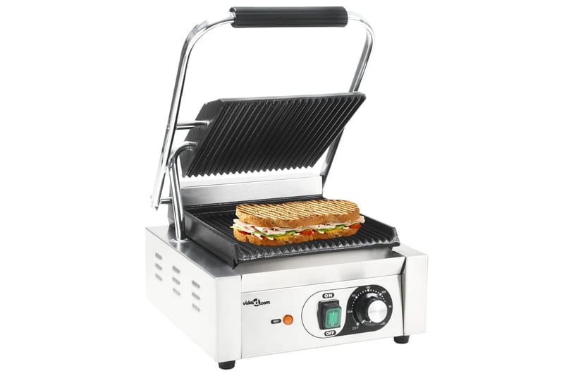 Paninigrill rostfritt stål 1800 W 31x30,5x20 cm - Silver - Kök & hushåll - Hushållsmaskiner & vitvaror - Köksmaskiner - Värma & koka - Klämgrillar & smörgåsgrill