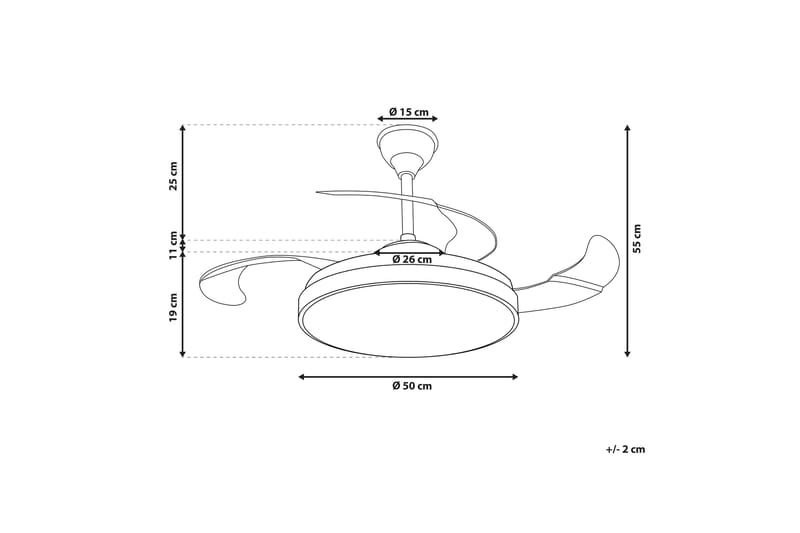 LEABURU Takfläkt 50 cm med Belysning Transparent/Silver - Kök & hushåll - Klimatkontroll - Ventilation - Takventilation - Takfläkt