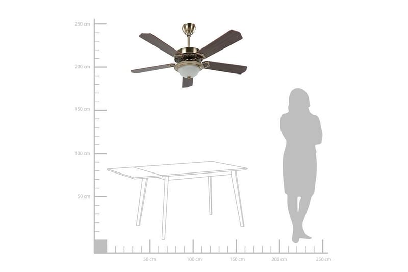 SUSANKA Takfläkt 129 cm med Belysning Natur/Mässing - Takfläkt