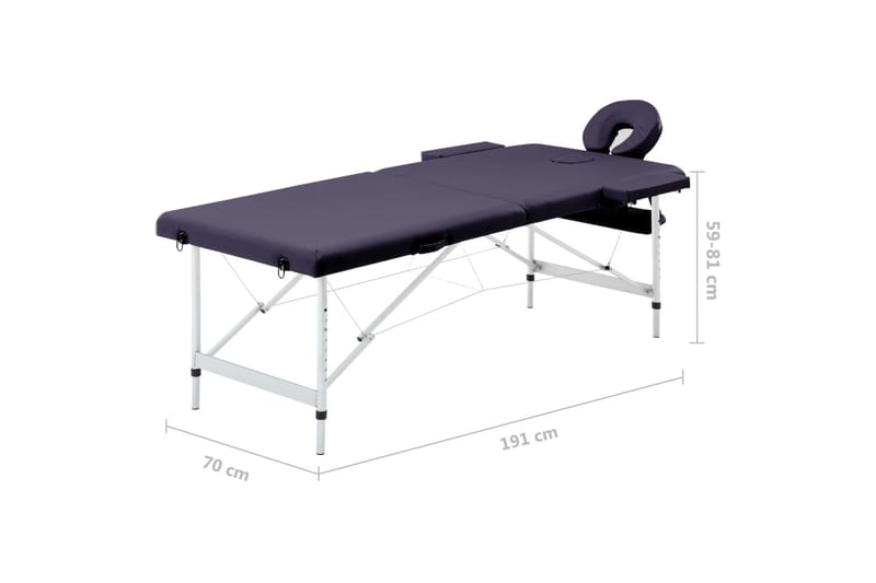 Hopfällbar massagebänk 2 sektioner aluminium mörklila - Lila - Kök & hushåll - Personvård & hälsa - Massage & välbefinnande - Massagebänk & massagebord