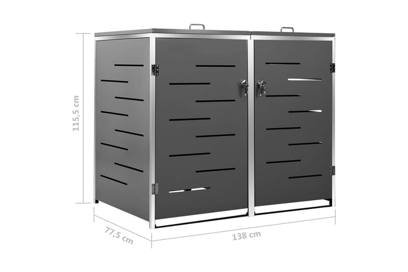 Skjul till två sopkärl 138x77,5x115,5 cm rostfritt stål - Antracit - Kök & hushåll - Städ & klädvård - Källsortering & avfallshantering - Komposthink