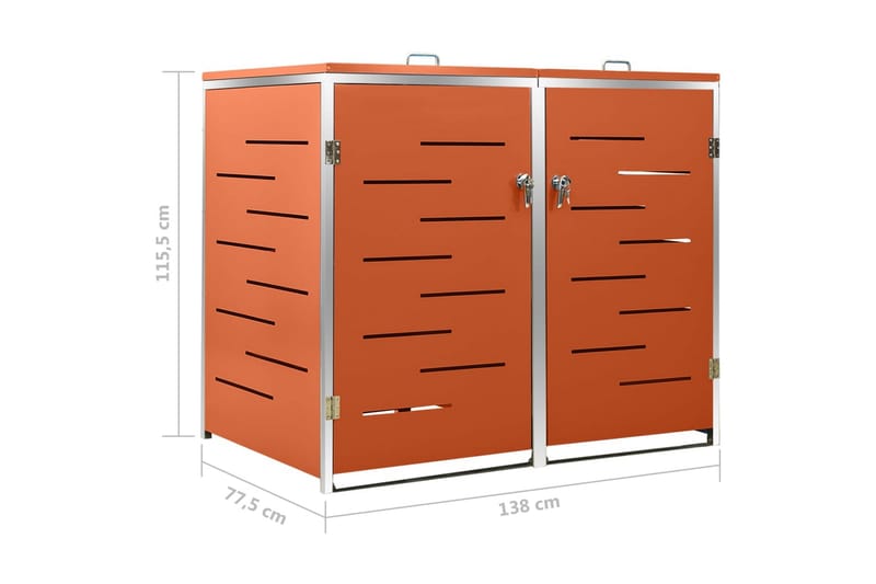 Skjul till två sopkärl 138x77,5x115,5 cm rostfritt stål - Orange - Kök & hushåll - Städ & klädvård - Källsortering & avfallshantering - Komposthink